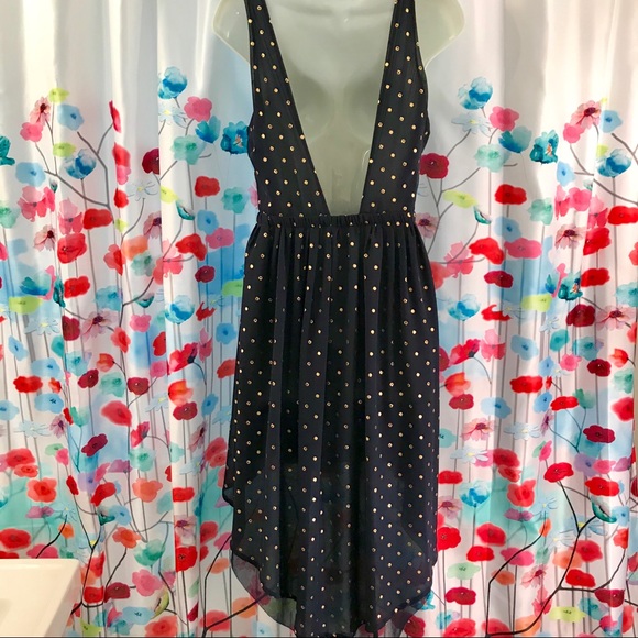 ๐ Dark Navy & Gold Backless Hi Lo Dress Sz L - Picture 3 of 7